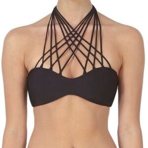 MIKOH Kahala Criss-Cross Strappy Bikini Top Night Bikini Swimwear Small